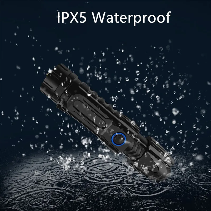 

70W 5500mAh LED Flashlight Ultra Bright Mini Lamp With Back Clip Self-Defense Broken window Waterproof Aluminum Alloy Zoom