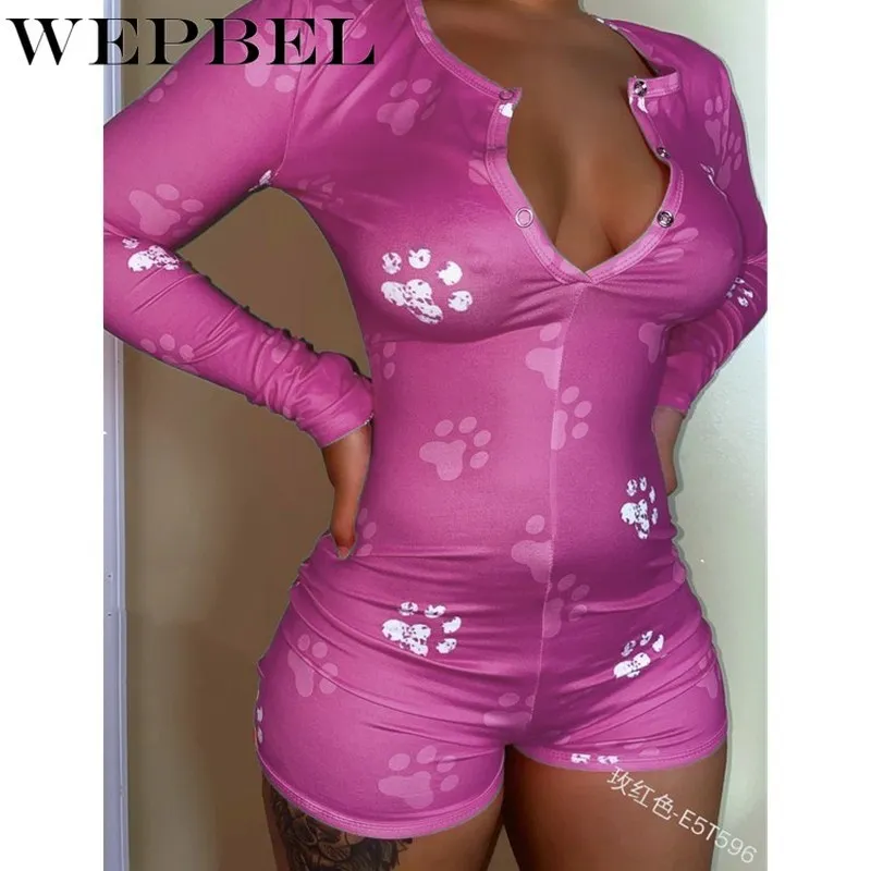 

Mandylandy Plus Size Women Skinny Long Sleeve Bodysuit V Neck Romper Button Bodycon Playsuit One Piece Button Fitness Jumpsuit