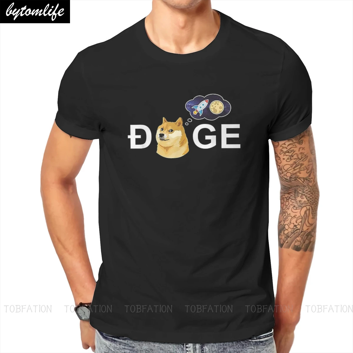 

Bitcoin Cryptocurrency Art Dogecoin HODL To the Moon Crypto Meme T Shirt Classic Large Cotton Men's Clothing Crewneck TShirt