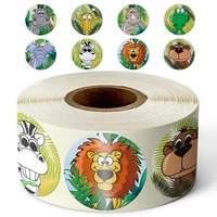 500pcsroll cartoon animals stickers for kids gift toys sticker 8 designs pattern lion elephant animals reward sticker