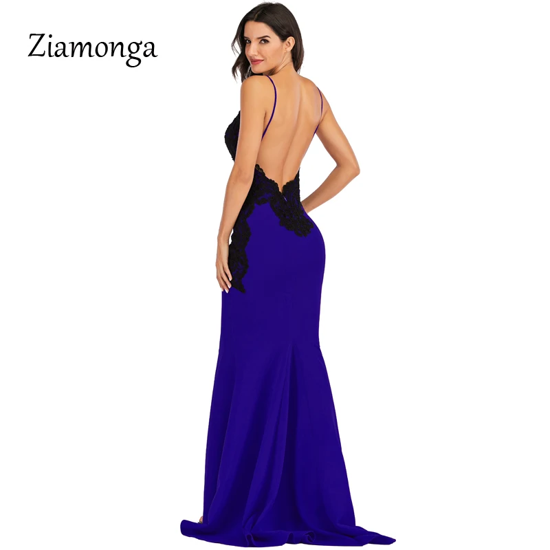 Ziamonga Vestidos вечерние нее кружевное платье для женщин Макси сексуальное с открытой