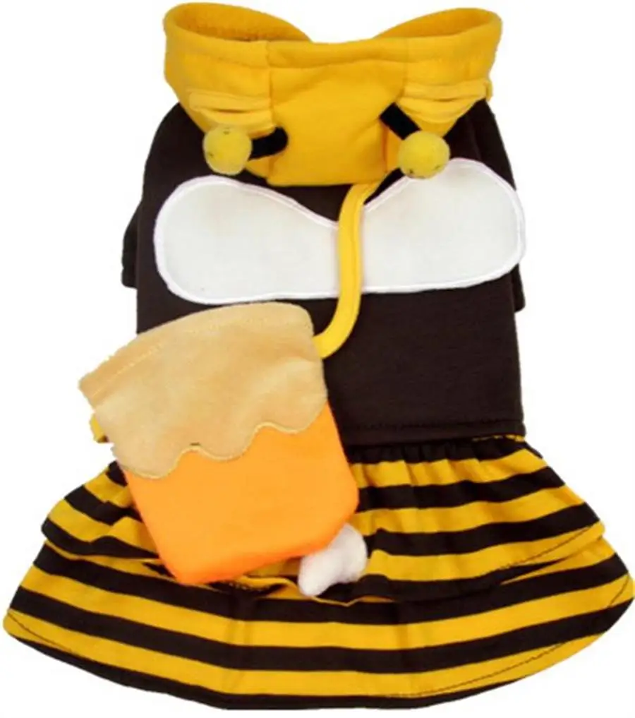 Pet Halloween Bee Costume Warm Fleece Coat Jacket for Small Mediun Cat Dog Pet Clothing