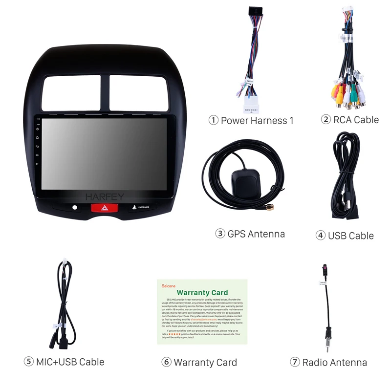 Мультимедийная магнитола Harfey 1DIN 10 1 дюйма 4 + 64 ГБ Android 0 GPS для Mitsubishi ASX Peugeot 2010 2012 2013