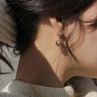 joolim high quality pvd gold finish two tone beads drop stainless steel earring tarnish free gold jewelry