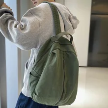 Women Men Canvas Green Bag Fashion Boy Girl Cute College Backpack Male Female Book Travel Backpack Cool Laptop Lady Student Bags