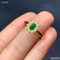 kjjeaxcmy fine jewelry 925 sterling silver inlaid natural adjustable emerald female miss girl woman new ring popular