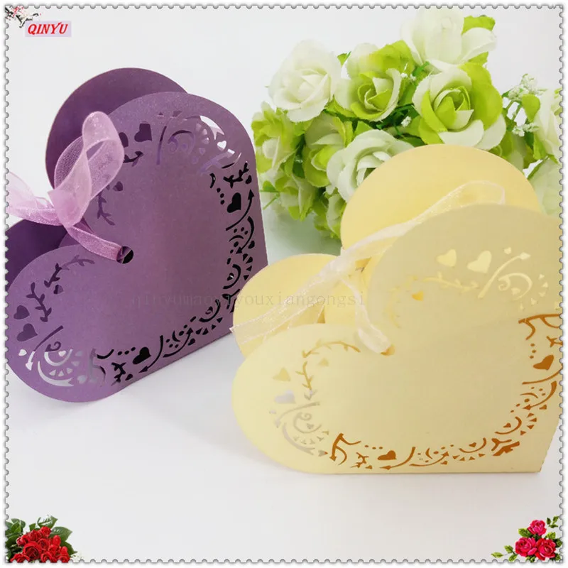 50 шт. выдалбливают Любовь сердце коробка для конфет подарочные бумажные коробки