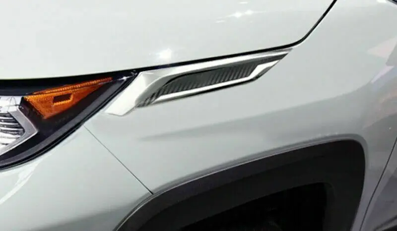 

For Toyota Rav4 19-21 Carbon Fiber Chrome Front Head Light Eyebrow Cover Trim 2p