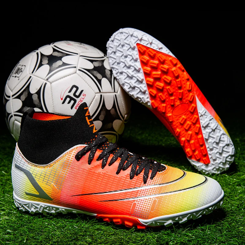 

New high-top wear-resistant comfortable broken nail outdoor football shoes training children's shoes 30-45 2021