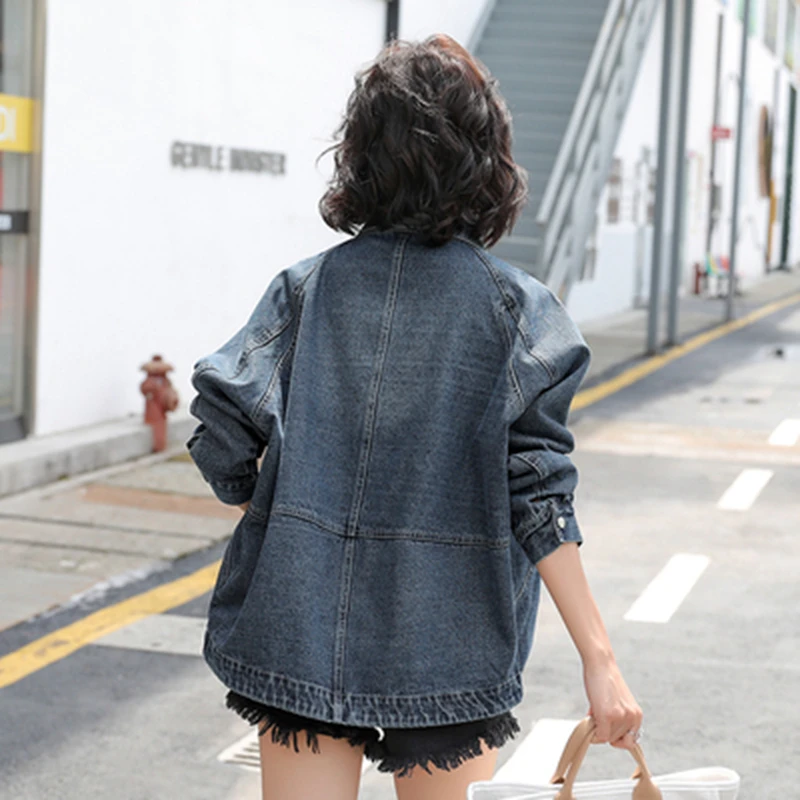 

Woman Jacket Fall 2021 Jean Jackets For Women Clothes Long Sleeves Denim Coat Korean Style Tops Plus Size Clothing