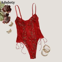 aduloty womens lace transparent sexy underwear 2020 new butterfly embroidered lingerie bra set mesh teddy bodysuit