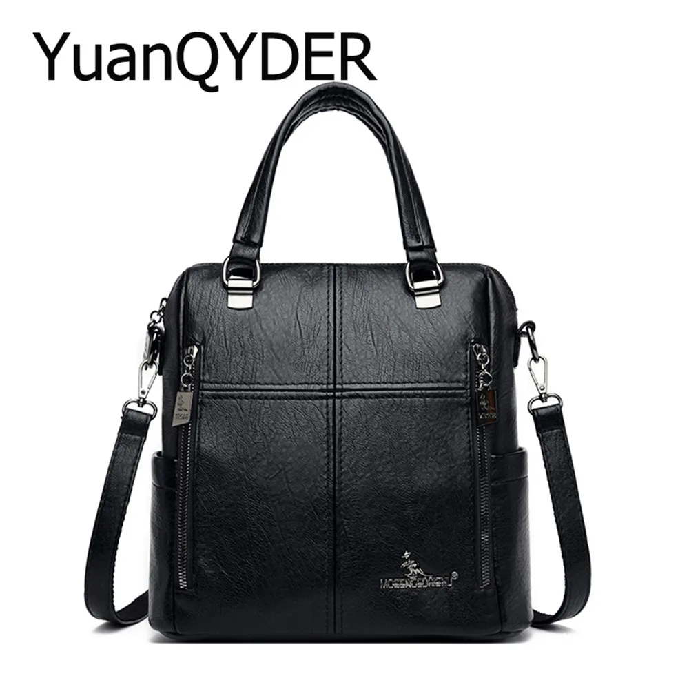 

Casual Women's Backpacks Designer Multi Functional High Quality Leather Female Mochilas School Teenagers Girls Travel Bagpack