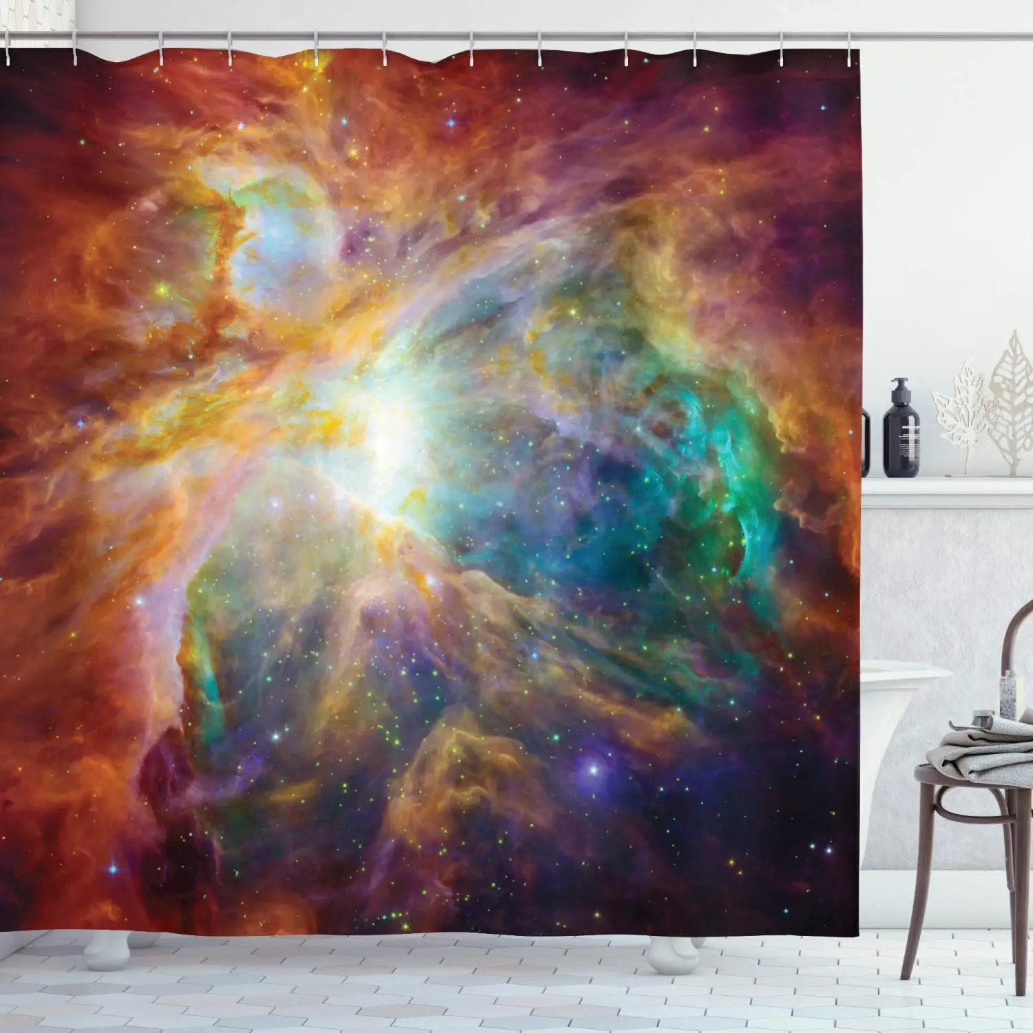 

Outer Space Decor Shower Curtain Universe Abstract Nebula Galaxy Chakra Infinity Psychedelic Photography Print Polyester Bath