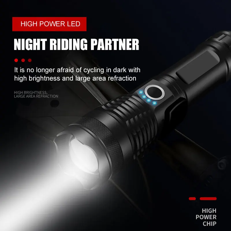 powerful led p50 usb rechargeable mini outdoor tactical hunting flashlight police intelligent waterproof torch lantern zoom free global shipping