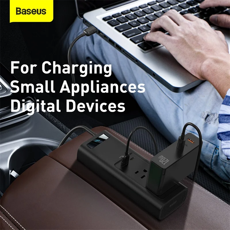 Автомобильный инвертор Baseus DC 12V к AC 110V/220V 150W Конвертер Авто адаптер питания Тип C USB