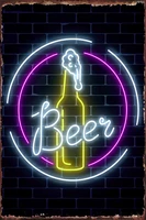 beer neon retro vintage tin plates wall decor room decoration retro vintage metal sign tin sign for club man cave cafe pub home