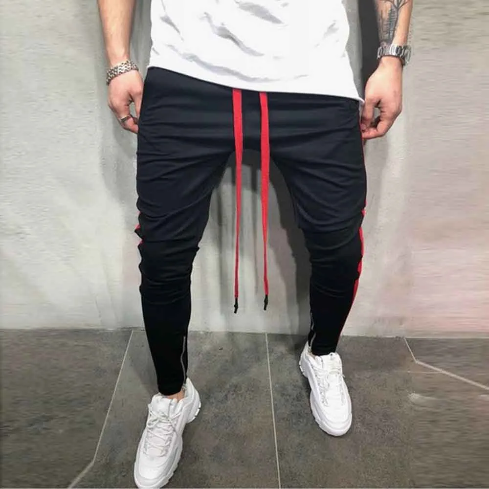 Мужские спортивные штаны повседневные эластичные в полоску мешковатые с