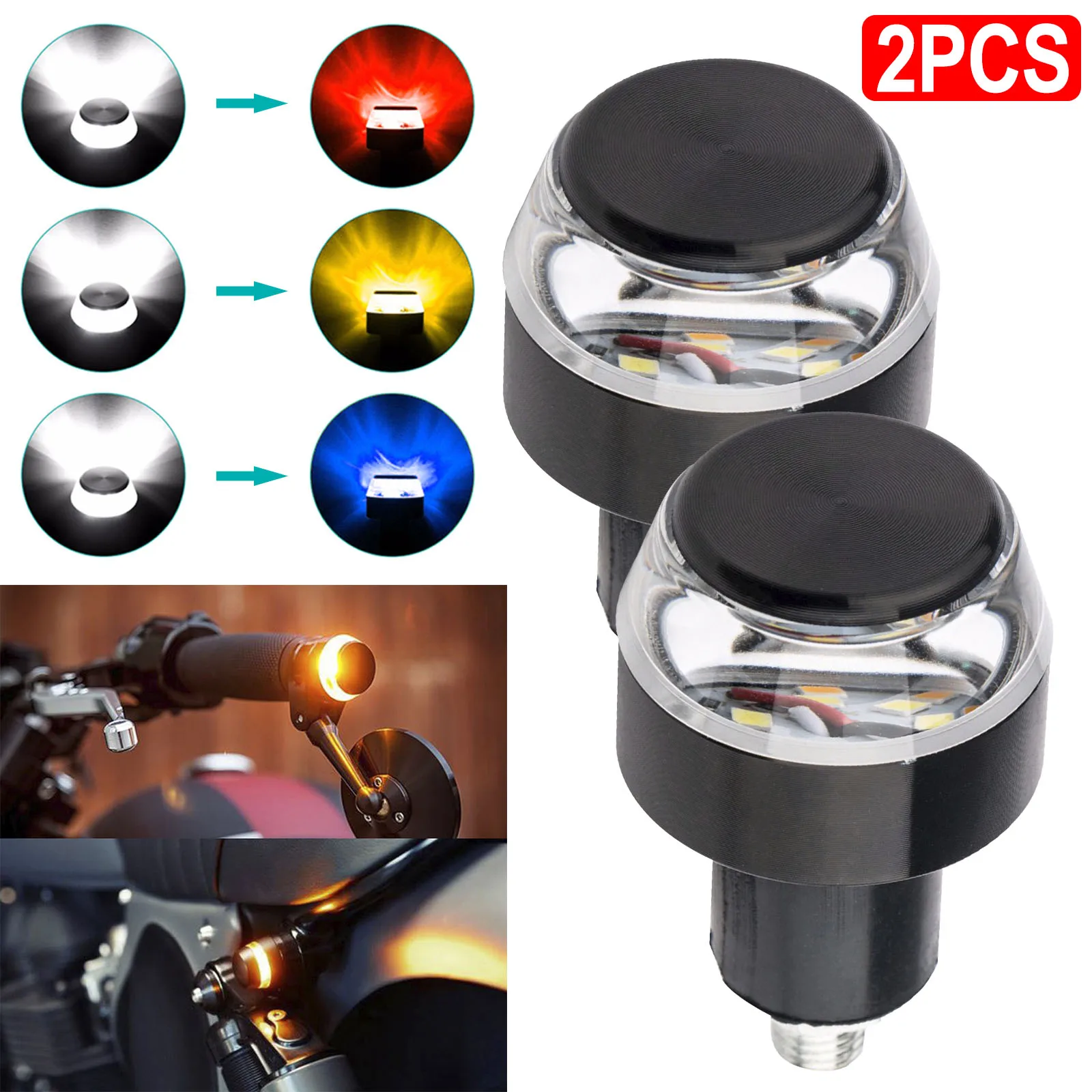 

12V 22Mm Motorcycle Mountain Bike Bicycle Handle Light Replaceable Handlebar End Blinker Led Spot Turn Signal Light Indicator
