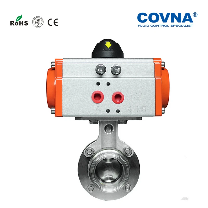 3/4 ''OD50.5mm ID16mm санитарная пневматическая бабочка двойного действия из