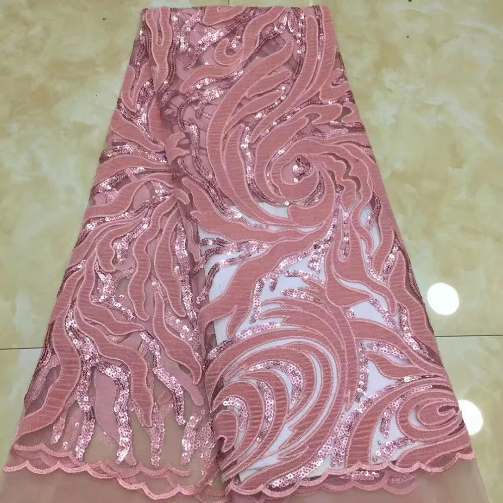 Фиолетовая африканская французская кружевная ткань Высококачественная вышивка