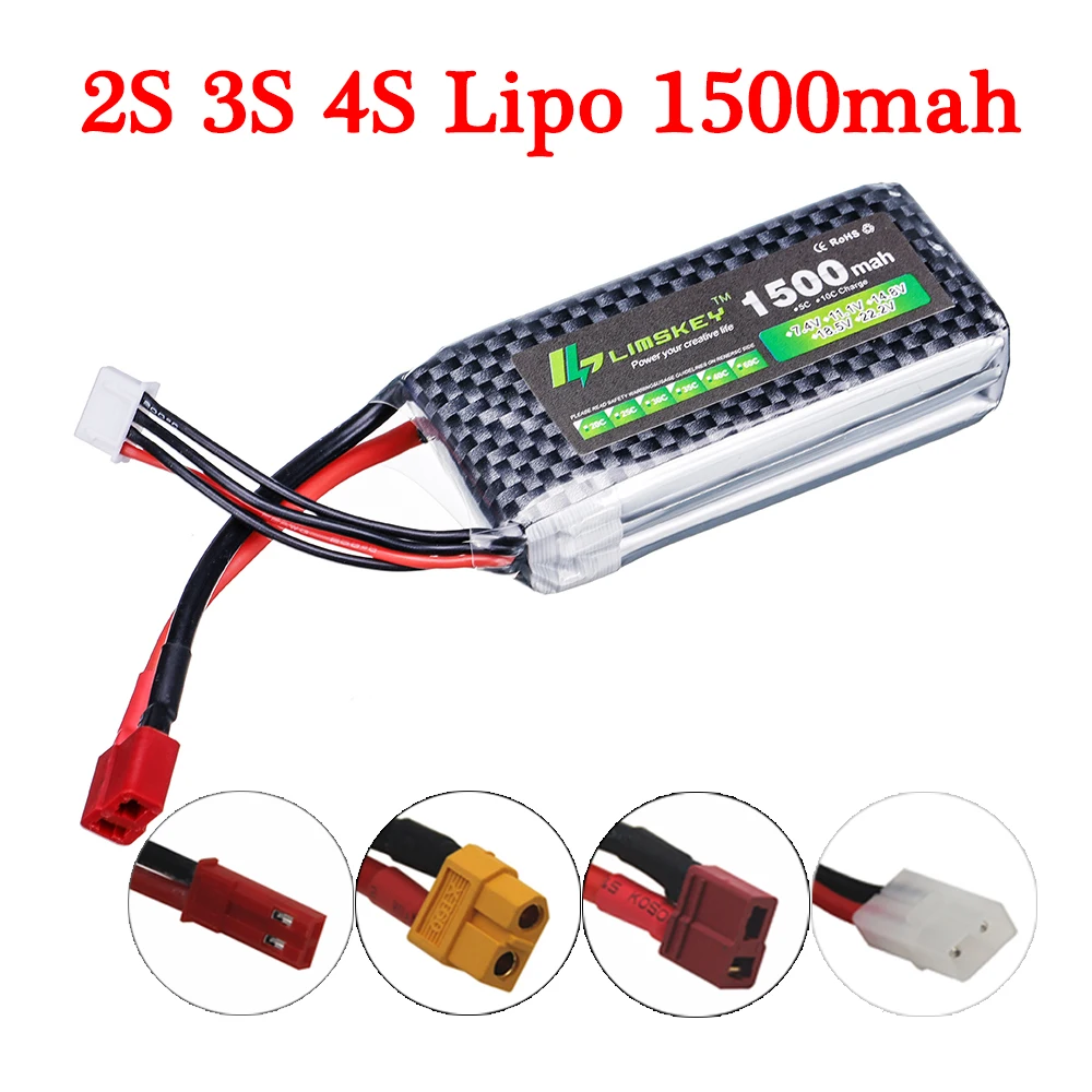 

7.4v 11.1v 14.8v 1500mAh Lipo Battery For RC Helicopter Toys Car Truck Drone Battery Parts 1500mAh 2s 3s 4s Rechargeable Battery