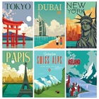 Винтажный постер Путешествия по городу, металлические жестяные знаки, Нью-Йорк, Париж, Токийский пейзаж, ретро-табличка, настенное художественное украшение для бара, дома