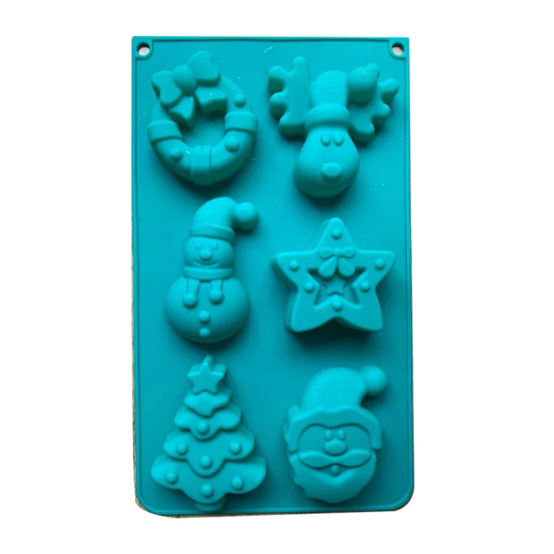 

Christmas Silicone cake Molds for Baking Christmas Tree Snowman Santa Head 6 Sharp Bakeware Mold FDA Cake baking pan Big size