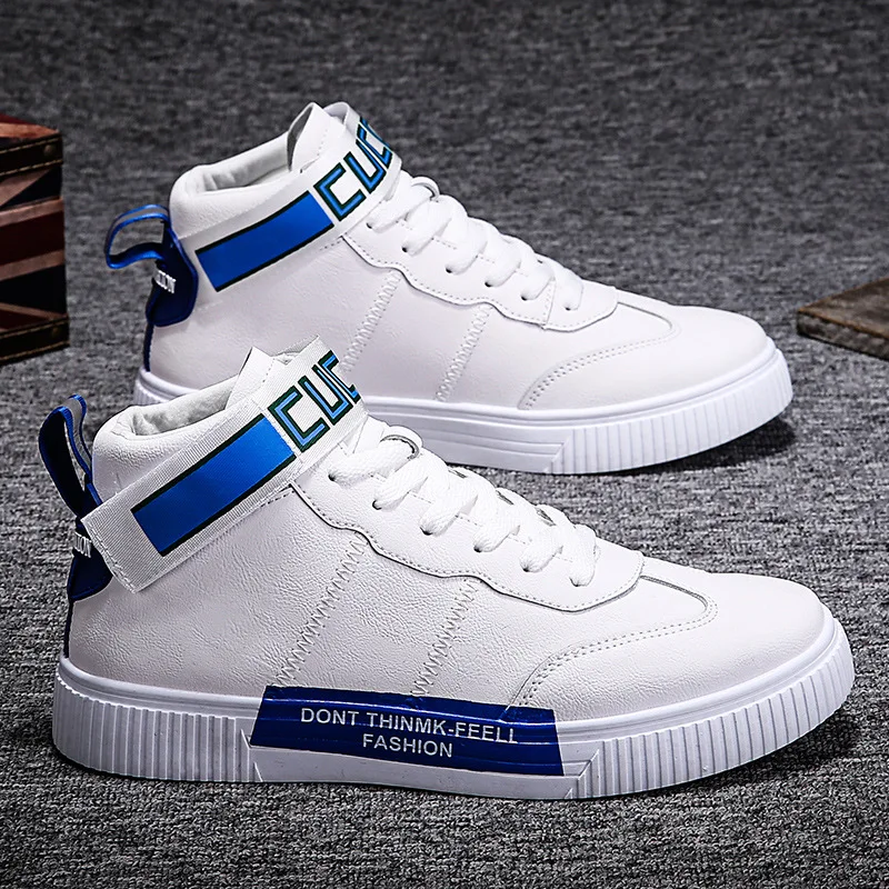 

2021 High-top Shoes Men's Sneakers Net Celebrity White Tide Shoes New Autumn Korean Trend All-match Sports Casual Men's Shoes