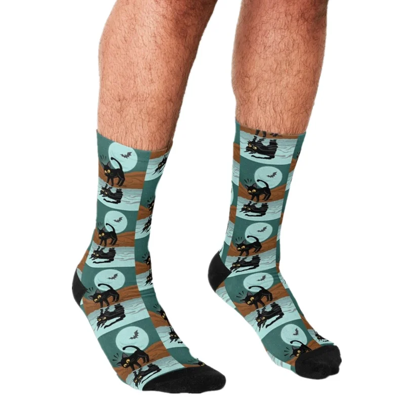 Забавные мужские носки в стиле Харадзюку счастливые с принтом хип-хоп для