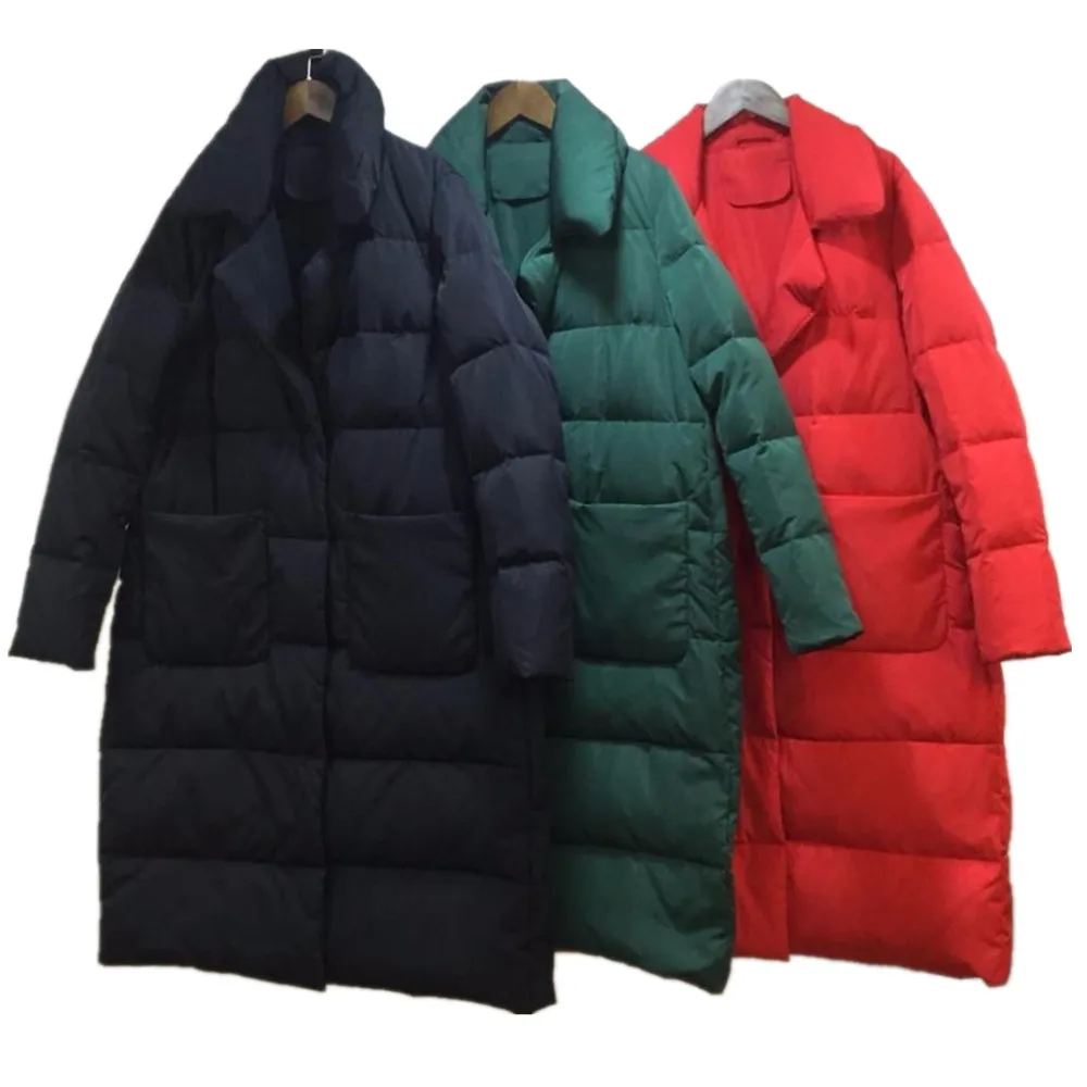 Модная брендовая Толстая теплая парка на 100% утином пуху большого размера пальто