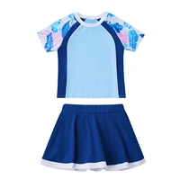 summer kids girls sport suit gym wear sets short sleeves print workout outfits two piece tennis badminton t shirt and skorts set