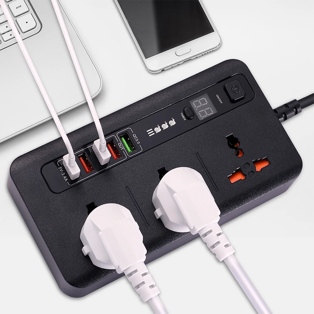2500 Вт универсальная электрическая розетка 3 розетки переменного тока 5 USB умных