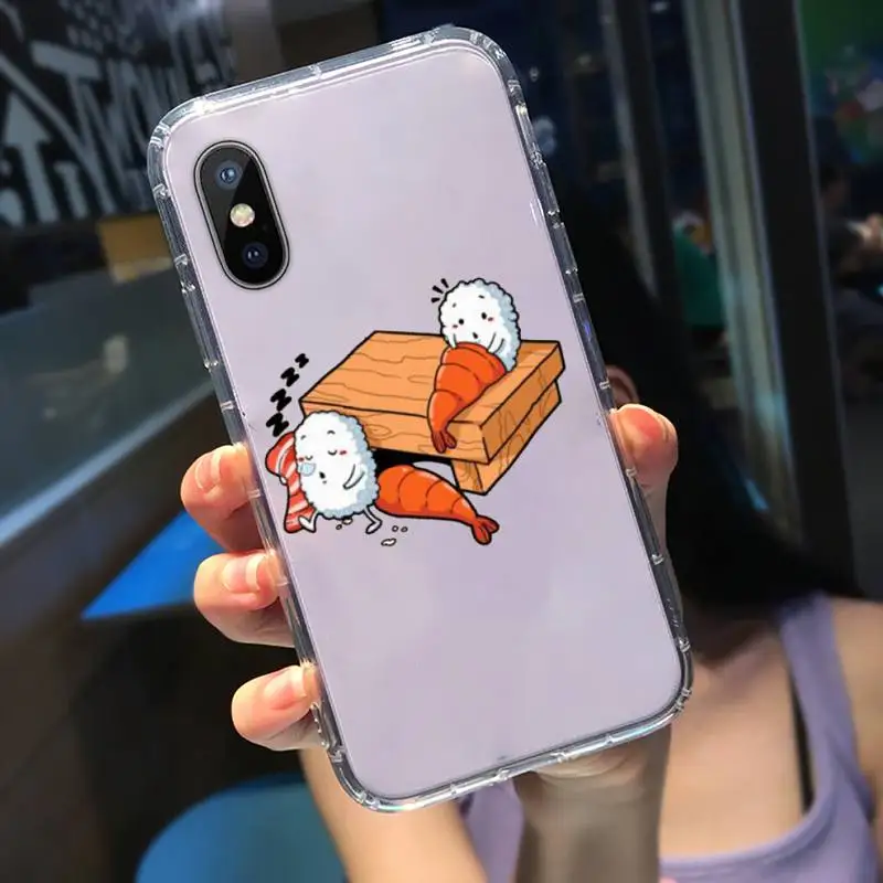 

Cute cartoon comic funny sushi Phone Case Transparent for iPhone 11 12 mini pro XS MAX 8 7 6 6S Plus X 5S SE 2020 XR