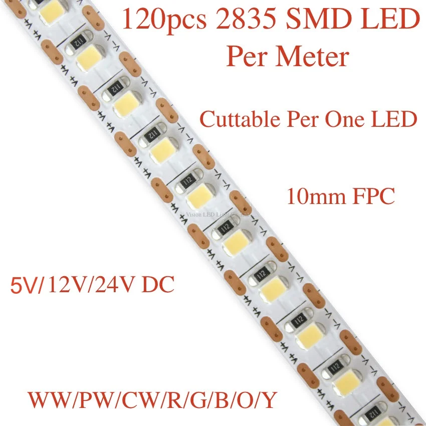 Светодиодные ленты 2835 5 м в рулоне/партии светодиодный одов 120 smd на метр 12 В или 24
