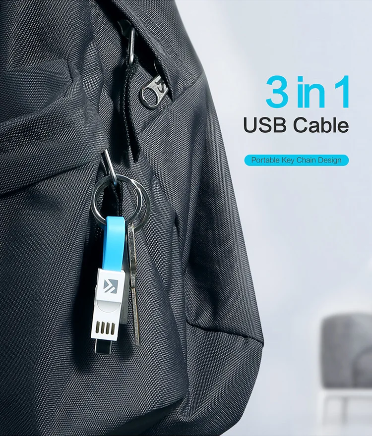 3 в 1 Мини брелок usb кабель Micro type C зарядка для айфона c iphone коннектор Lightning зарядное