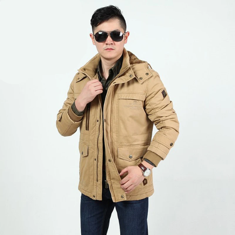

Military Jacket Winter Coat Male Parka Men Thick Warm Liner Hooded Collar Plus Size 5XL Jacket Man's Coat Parka Men freeshipping