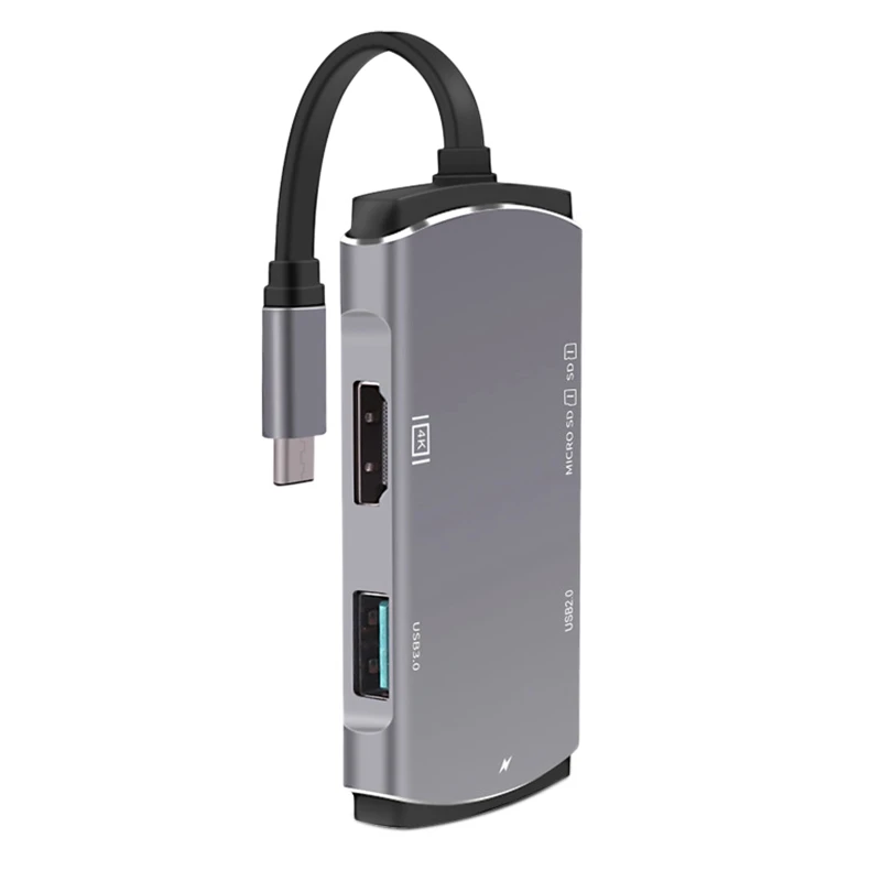 

5-In-1 Type-C Docking Station USB Splitter for High-Definition 4K Output USB Transmission SD/TF Card Reader