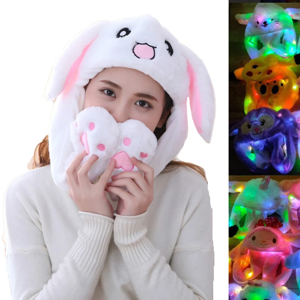 Шапка с заячьими ушами Kawaii забавная ручная защемление подушки безопасности