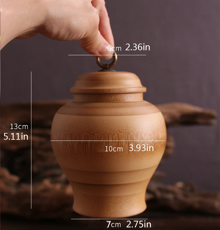 10X13CM Бамбуковая бутылка для хранения чая банка, чайный горшок, конфетное печенье шоколад, портативный контейнер с крышкой ручной работы, контейнер из натурального материала круглые банки - Цвет: 10X13CM