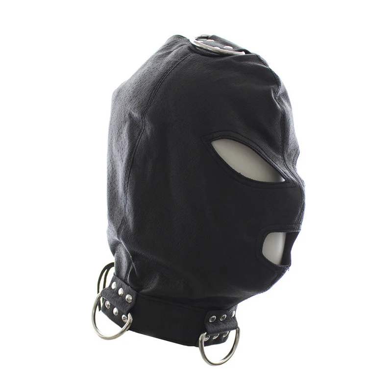 Капюшон маска БДСМ бандаж наручники на шнуровке из искусственной кожи глаз раб
