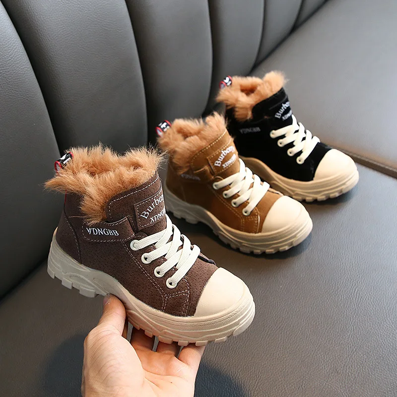 Ботинки для мальчиков Новинка Зима 2019 модные короткие ботинки средней длины с