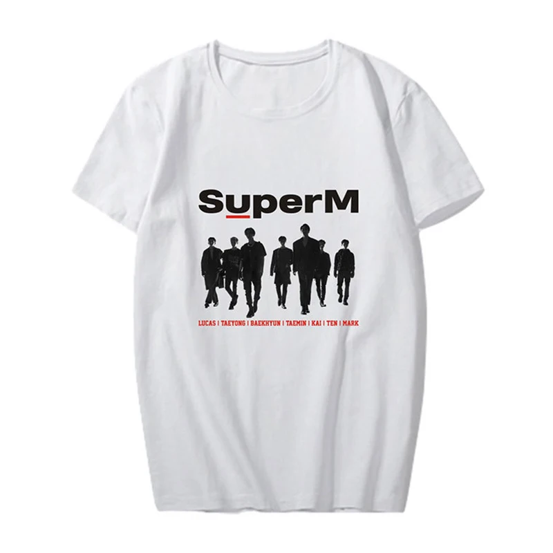 K pop SuperM BAEKHYUN KAI Taeyong Taemin Mark Lucas десять футболок с коротким рукавом Kpop Летняя