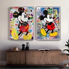 Красочные граффити Микки Маус плакаты и принты Disney аниме Современная Настенная Художественная печать для детской спальни гостиной Декор