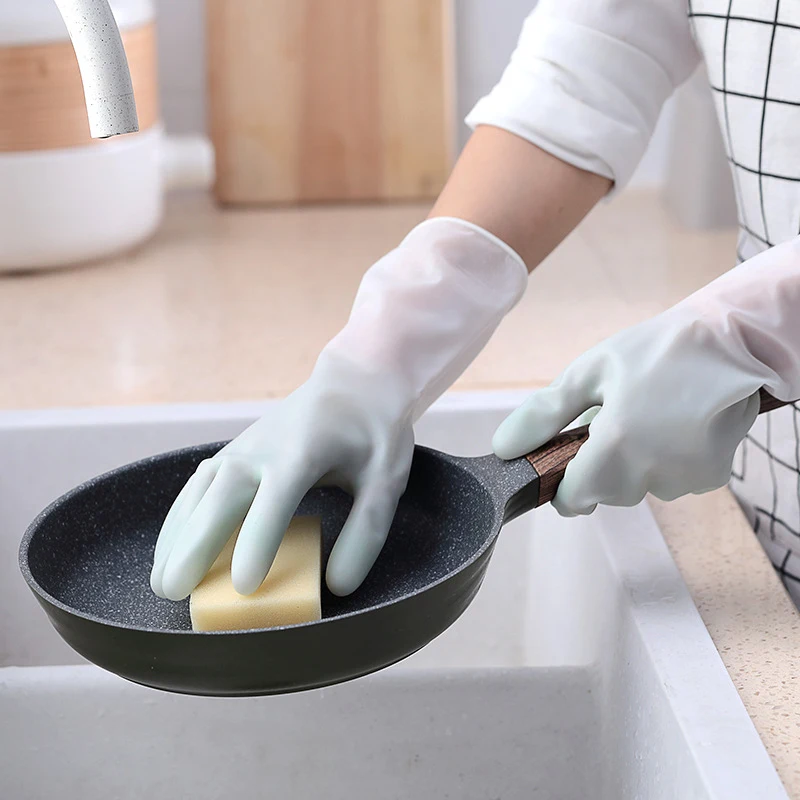 

1 Pair Gradient Color Dishwashing Gloves Housework Cleaning Durable Laundry Waterproof Latex Gloves Kitchen Home Cleaning Tool
