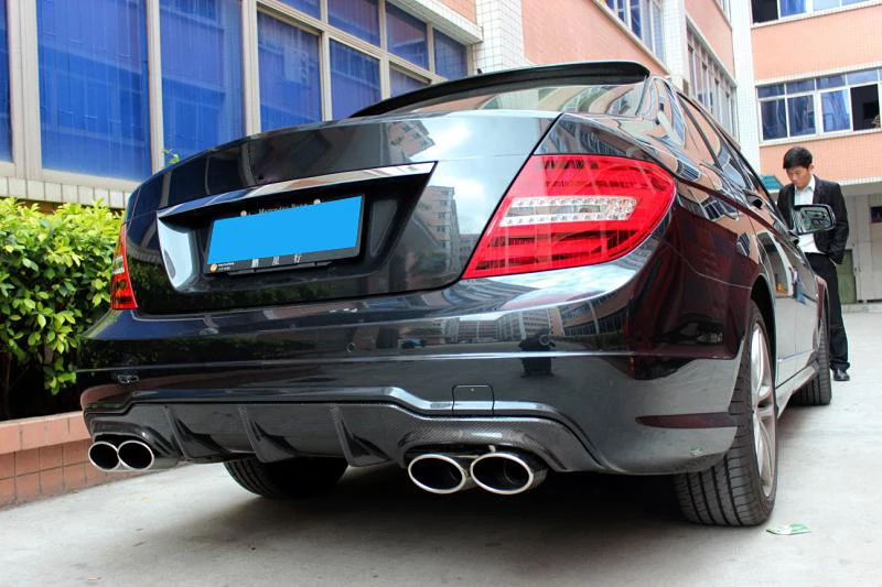 Для Mercedes Benz W204 C63 AMG 4 двери только 09-11 Автомобиль Стайлинг C класса углеродного волокна задний спойлер диффузор