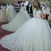 vestidos de noiva long sleeves princess wedding dresses puffy vintage ball gown dresses bridal gowns robe de mariage