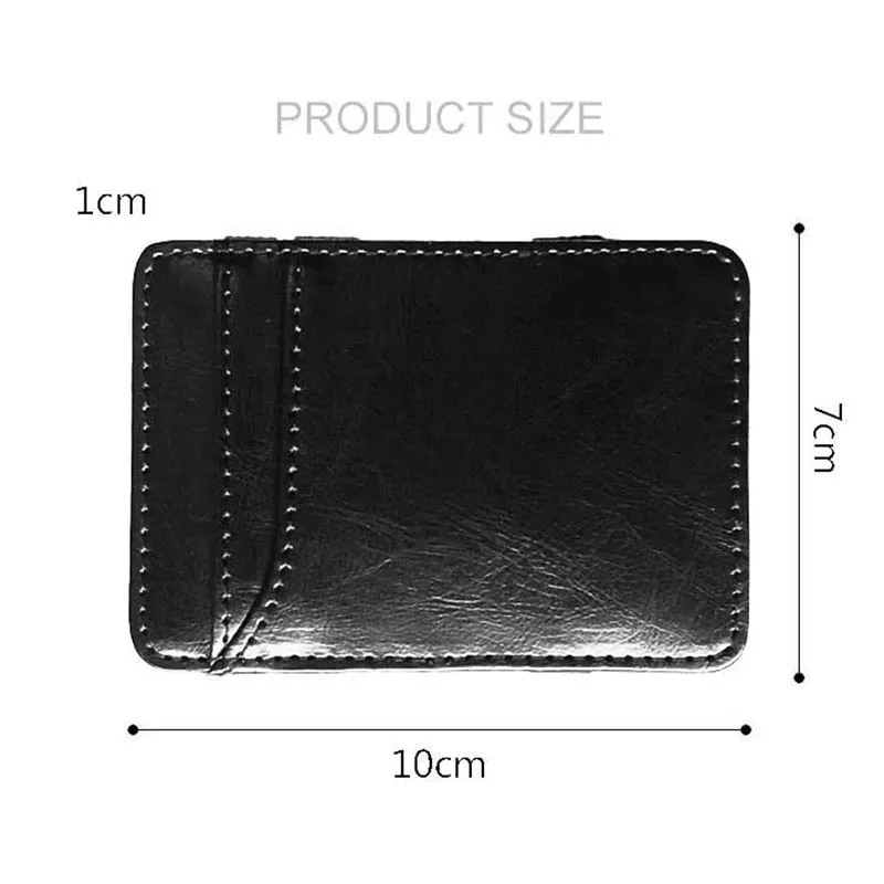 New Fashion Slim Men's Leather Magic Wallet Korea Designer Credit Card Holder Women Small Cash Clip Bilfold Man Clamps for Money images - 6