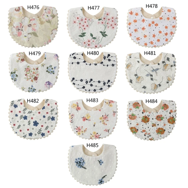 Babero con bordado Floral para beb&eacute; y ni&ntilde;a, Bandana, toalla de Saliva, decoraci&oacute;n de alimentaci&oacute;n de algod&oacute;n para reci&eacute;n nacido, bufanda de flores absorbente-0