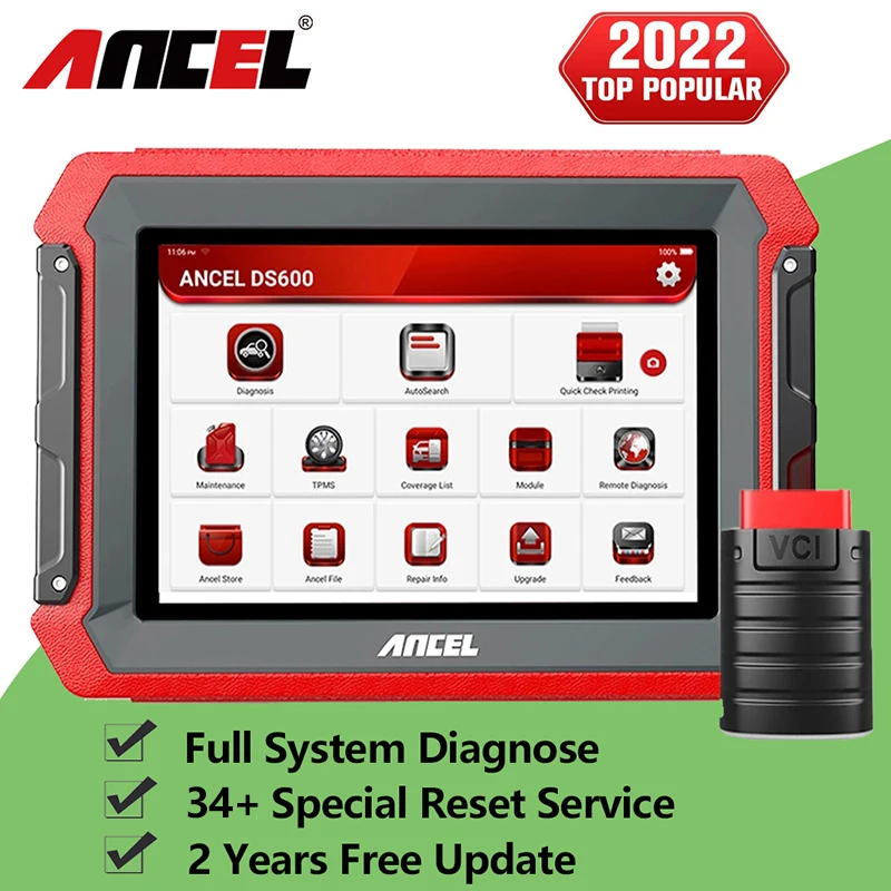 

ANCEL DS600 OBD2 Auto Code Reader Full System Scanner Engine EPB Airbag TPMS SAS Oil DPF Reset ECU Coding Car Diagnostic Tool