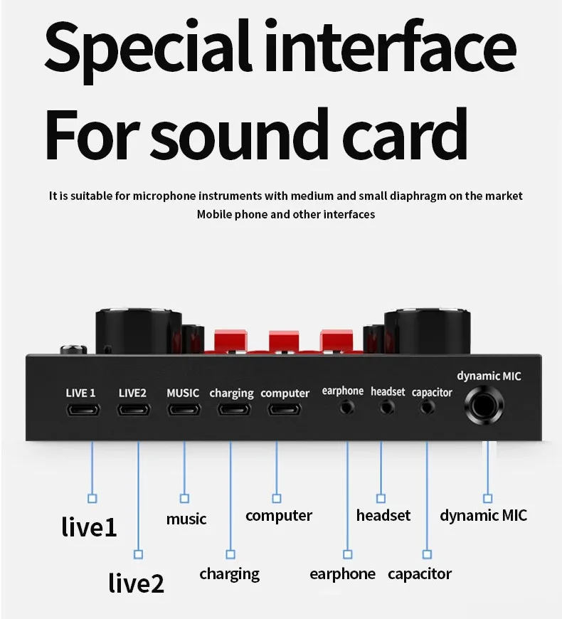 

New V8 Mobile Phone Microphone Live Usb External Sound Card For Mobile Computer Audio Interface Sound Card Bluetooth Sound Card